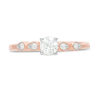 0.29 CT. T.W. Diamond Petal-Sides Engagement Ring in 10K Rose Gold