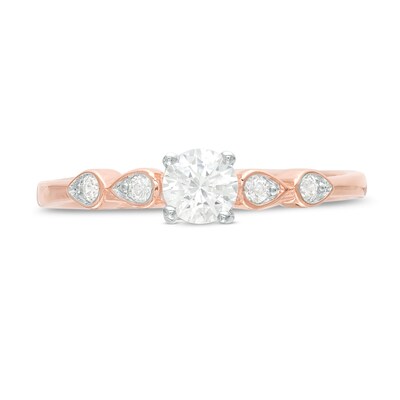 0.29 CT. T.W. Diamond Petal-Sides Engagement Ring in 10K Rose Gold