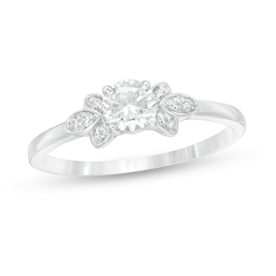 0.37 CT. T.W. Diamond Petal Tri-Sides Engagement Ring in 10K Gold