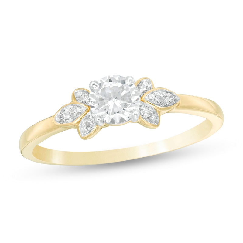 Main Image 1 of 0.37 CT. T.W. Diamond Petal Tri-Sides Engagement Ring in 10K Gold