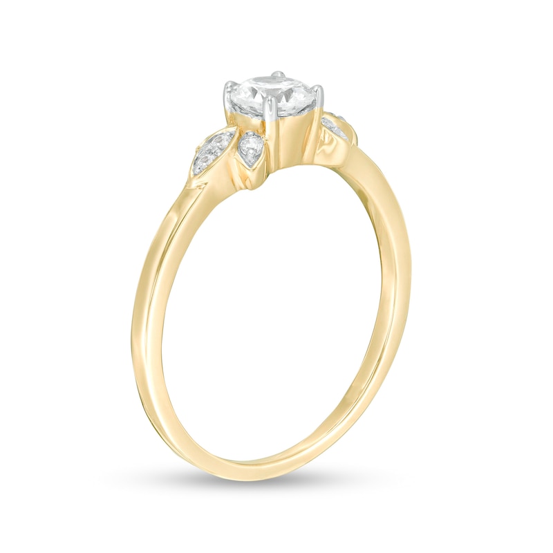 Main Image 3 of 0.37 CT. T.W. Diamond Petal Tri-Sides Engagement Ring in 10K Gold