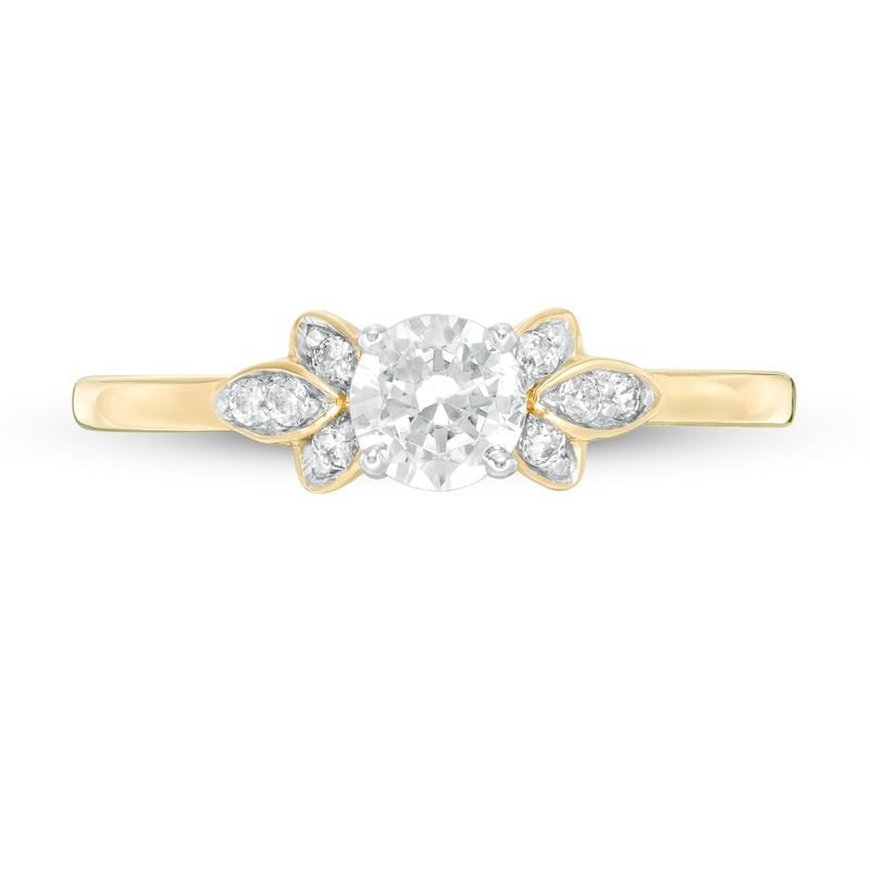 Main Image 4 of 0.37 CT. T.W. Diamond Petal Tri-Sides Engagement Ring in 10K Gold