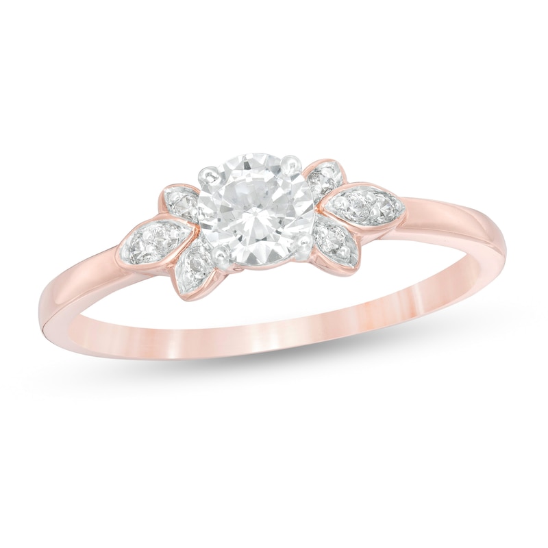 0.37 CT. T.W. Diamond Petal Tri-Sides Engagement Ring in 10K Rose Gold|Peoples Jewellers