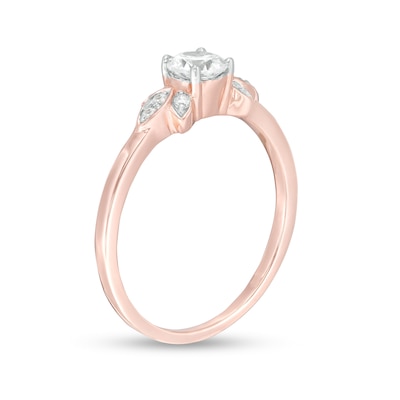 0.37 CT. T.W. Diamond Petal Tri-Sides Engagement Ring in 10K Rose Gold