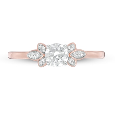 0.37 CT. T.W. Diamond Petal Tri-Sides Engagement Ring in 10K Rose Gold