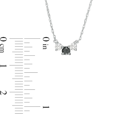 0.29 CT. T.W. Enhanced Black and White Diamond Three Stone Necklace in 10K White Gold