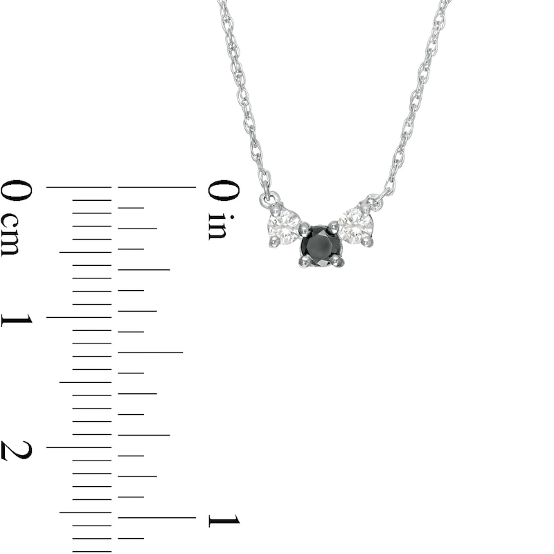 0.29 CT. T.W. Enhanced Black and White Diamond Three Stone Necklace in 10K White Gold