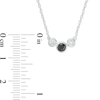 0.23 CT. T.W. Enhanced Black and White Diamond Three Stone Bezel-Set Necklace in 10K White Gold