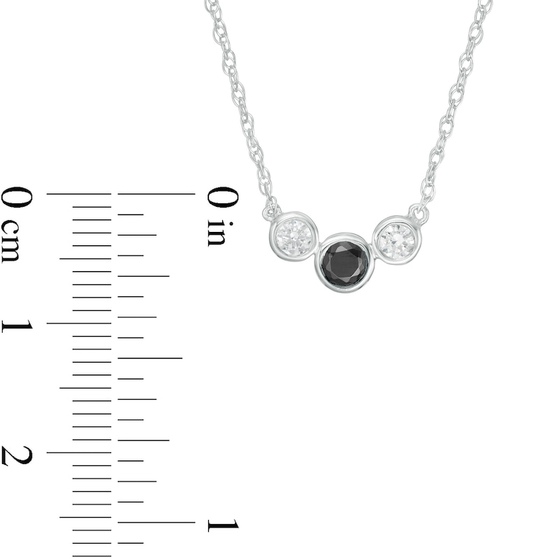 0.23 CT. T.W. Enhanced Black and White Diamond Three Stone Bezel-Set Necklace in 10K White Gold|Peoples Jewellers