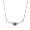 Thumbnail Image 0 of 0.23 CT. T.W. Enhanced Black and White Diamond Three Stone Chevron Necklace in Sterling Silver