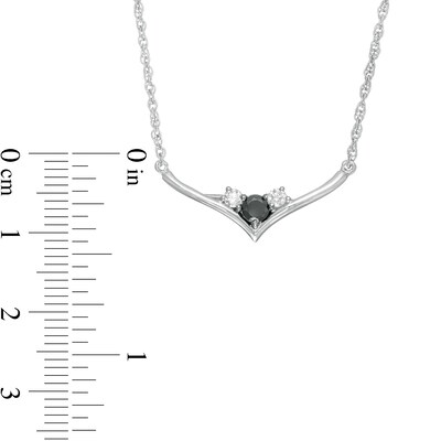 0.23 CT. T.W. Enhanced Black and White Diamond Three Stone Chevron Necklace in Sterling Silver