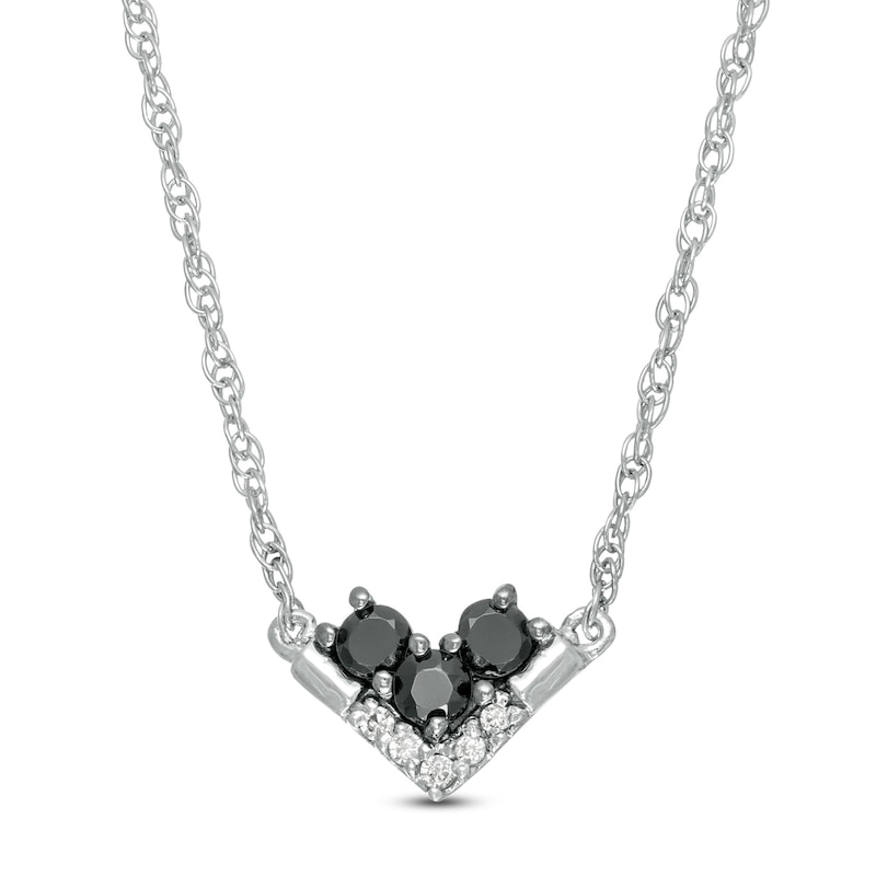 0.145 CT. T.W. Enhanced Black and White Diamond Chevron Necklace in 10K White Gold|Peoples Jewellers