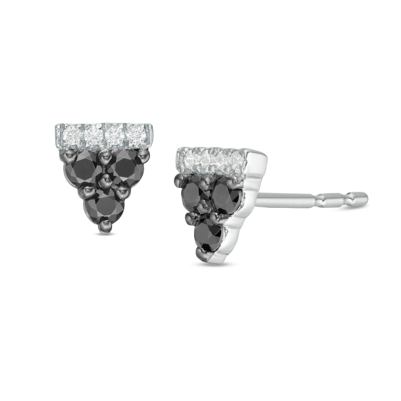 0.23 CT. T.W. Enhanced Black and White Diamond Triangle Stud Earrings in 10K White Gold