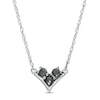Thumbnail Image 0 of 0.145 CT. T.W. Enhanced Black and White Diamond Three Stone "V" Necklace in Sterling Silver