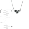 Thumbnail Image 2 of 0.145 CT. T.W. Enhanced Black and White Diamond Three Stone "V" Necklace in Sterling Silver