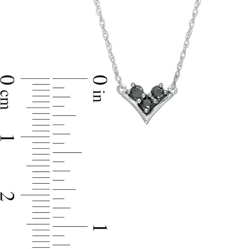 0.145 CT. T.W. Enhanced Black and White Diamond Three Stone "V" Necklace in Sterling Silver|Peoples Jewellers