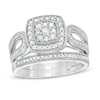 Thumbnail Image 0 of 0.45 CT. T.W. Composite Diamond Cushion Frame Looped Vintage-Style Bridal Set in 10K White Gold