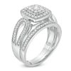 Thumbnail Image 2 of 0.45 CT. T.W. Composite Diamond Cushion Frame Looped Vintage-Style Bridal Set in 10K White Gold