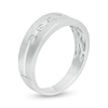 Thumbnail Image 1 of Men's 0.06 CT. T.W. Diamond Grooved Band in 10K White Gold