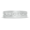 Thumbnail Image 2 of Men's 0.06 CT. T.W. Diamond Grooved Band in 10K White Gold