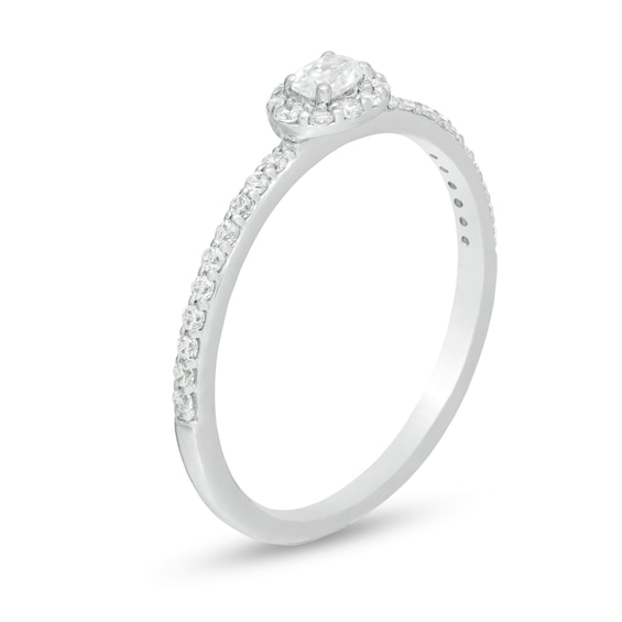 0.23 CT. T.W. Oval Diamond Sideways Frame Engagement Ring in 10K White Gold