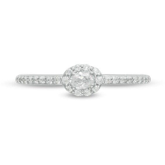 0.23 CT. T.W. Oval Diamond Sideways Frame Engagement Ring in 10K White Gold