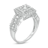 0.69 CT. T.W. Composite Diamond Square Frame Scallop Shank Engagement Ring in 10K Gold