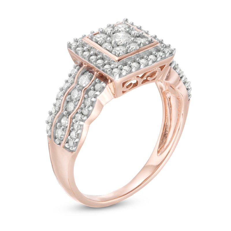 0.69 CT. T.W. Composite Diamond Square Frame Scallop Shank Engagement Ring in 10K Rose Gold|Peoples Jewellers