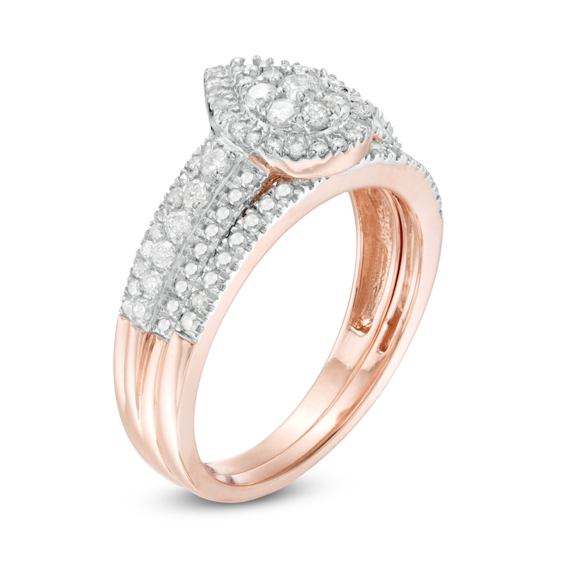 0.69 CT. T.W. Composite Pear-Shaped Diamond Bridal Set in 10K Rose Gold