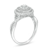 Thumbnail Image 2 of 0.50 CT. T.W. Diamond Double Frame Twist Shank Engagement Ring in 10K White Gold