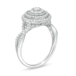 0.50 CT. T.W. Diamond Double Frame Twist Shank Engagement Ring in 10K White Gold