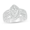 Thumbnail Image 0 of 0.95 CT. T.W. Composite Diamond Marquise-Shaped Frame Multi-Row Ring in 10K White Gold