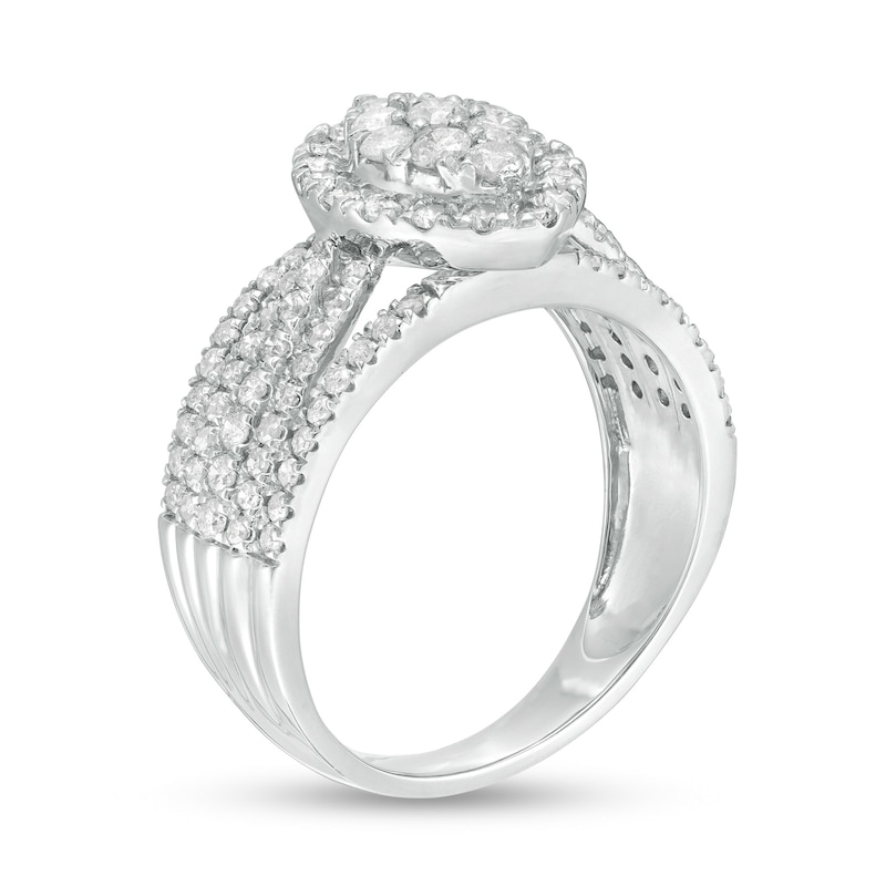 0.95 CT. T.W. Composite Diamond Marquise-Shaped Frame Multi-Row Ring in 10K White Gold
