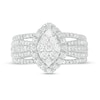 Thumbnail Image 3 of 0.95 CT. T.W. Composite Diamond Marquise-Shaped Frame Multi-Row Ring in 10K White Gold