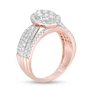 0.95 CT. T.W. Composite Diamond Marquise-Shaped Frame Multi-Row Ring in 10K Rose Gold