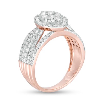 0.95 CT. T.W. Composite Diamond Marquise-Shaped Frame Multi-Row Ring in 10K Rose Gold