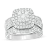 Thumbnail Image 0 of 0.95 CT. T.W. Composite Diamond Cushion Frame Bridal Set in 10K White Gold