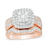 0.95 CT. T.W. Composite Diamond Cushion Frame Bridal Set in 10K Rose Gold