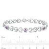 Thumbnail Image 3 of Amethyst and Lab-Created White Sapphire Hearts Line Bracelet in Sterling Silver - 7.5"