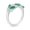 Marquise Lab-Created Emerald and 0.066 CT. T.W. Diamond Leaves Ring in Sterling Silver