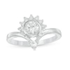 Thumbnail Image 0 of 5.0mm Lab-Created White Sapphire Sunrise Chevron Ring in Sterling Silver