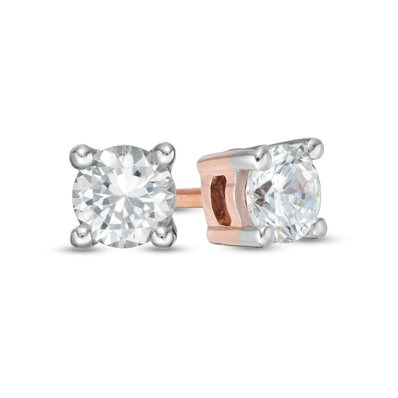 Main Image 1 of 0.37 CT. T.W. Diamond Solitaire Stud Earrings in 14K Rose Gold