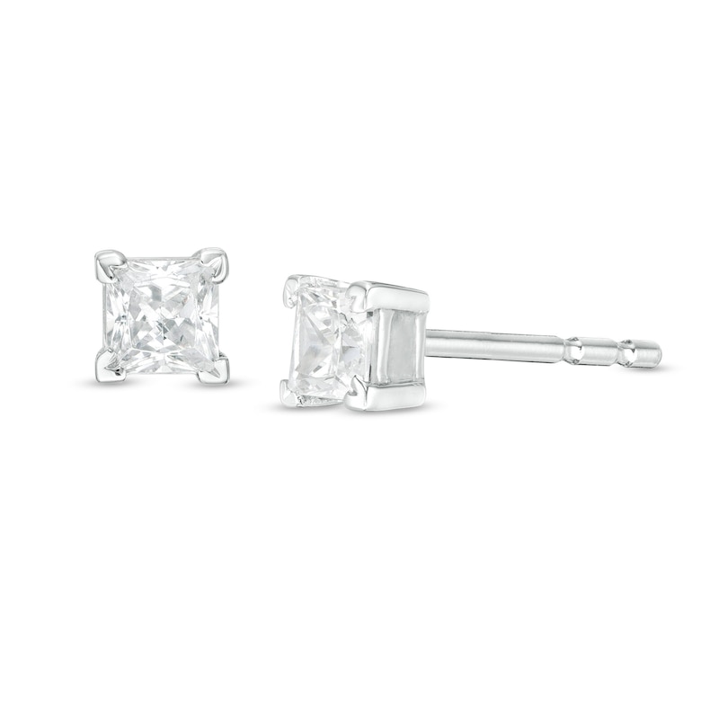 0.23 CT. T.W. Princess-Cut Diamond Solitaire Stud Earrings in 14K White Gold