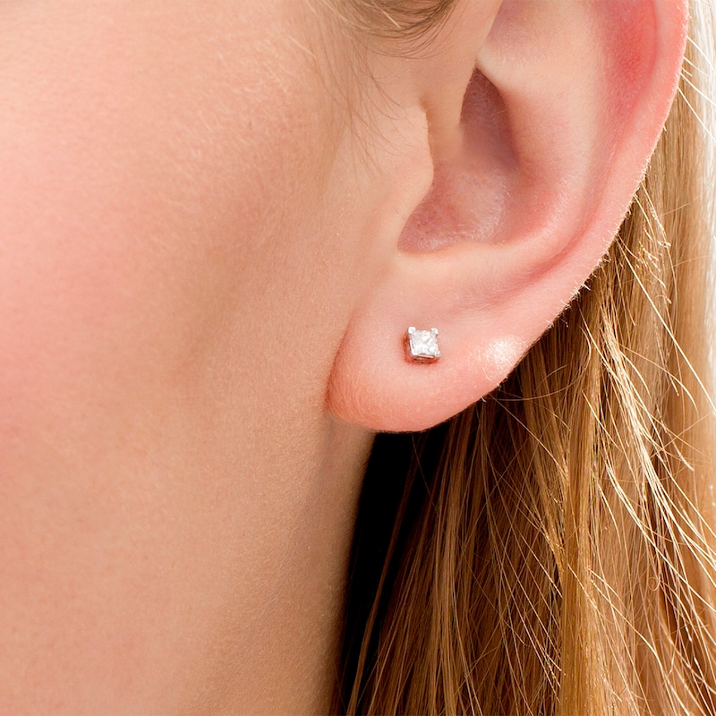 CT. T.W. Princess-Cut Diamond Solitaire Stud Earrings in 14K Rose Gold|Peoples Jewellers