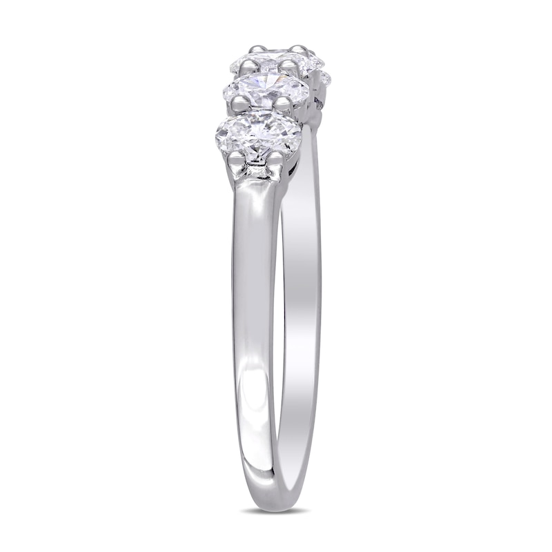 0.95 CT. T.W. Oval Diamond Five Stone Anniversary Band in 14K White Gold (H/VS2)