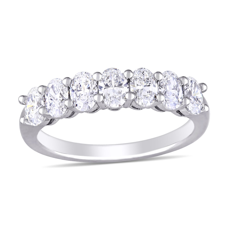 1.29 CT. T.W. Oval Diamond Seven Stone Anniversary Band in 14K White Gold (G/SI2)|Peoples Jewellers