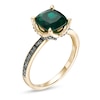 Thumbnail Image 2 of 8.0mm Cushion-Cut Lab-Created Emerald and 0.06 CT. T.W. Black Diamond Flower Engagement Ring in 10K Gold
