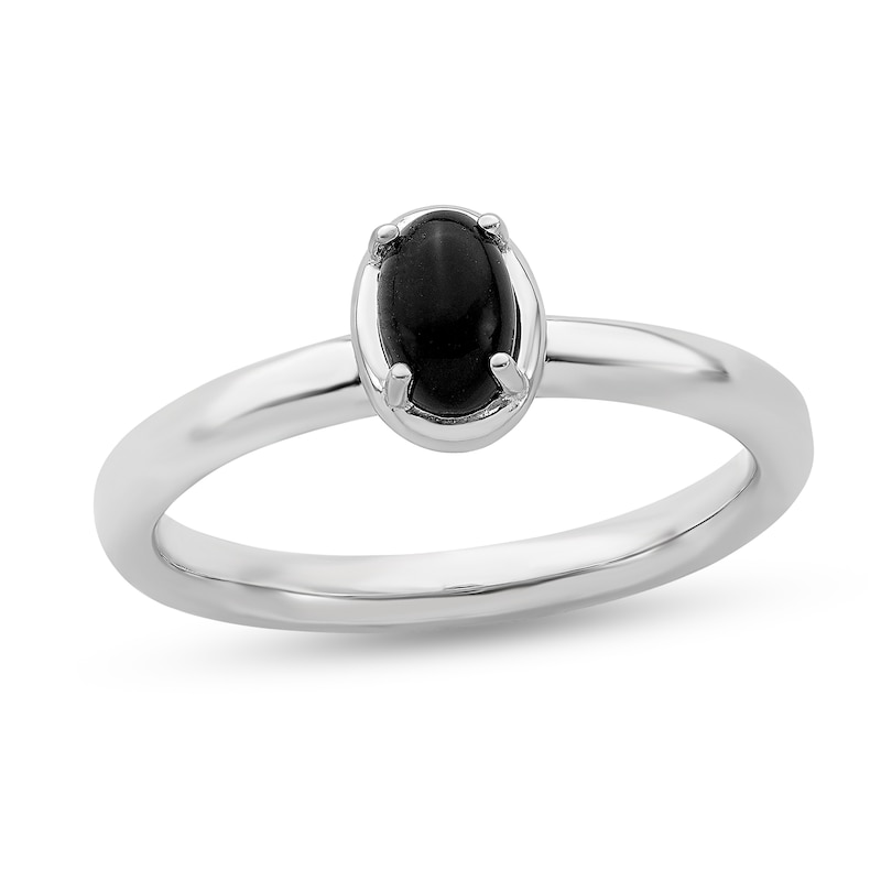 Stackable Expressions™ Oval Onyx Ring in Sterling Silver|Peoples Jewellers