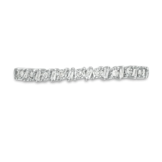 0.065 CT. T.W. Baguette and Round Diamond Alternating Band in 10K White Gold