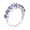 Oval Tanzanite and 0.15 CT. T.W. Diamond Graduated Seven Stone Ring in 10K White Gold